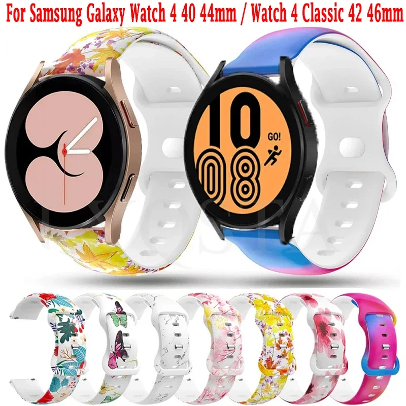 Pulseira de silicone de 20mm para samsung galaxy watch 5/4 40 44mm pulseira para galaxy watch4 clássico 46mm42mm banda/watch 5 pro 45mm cinta