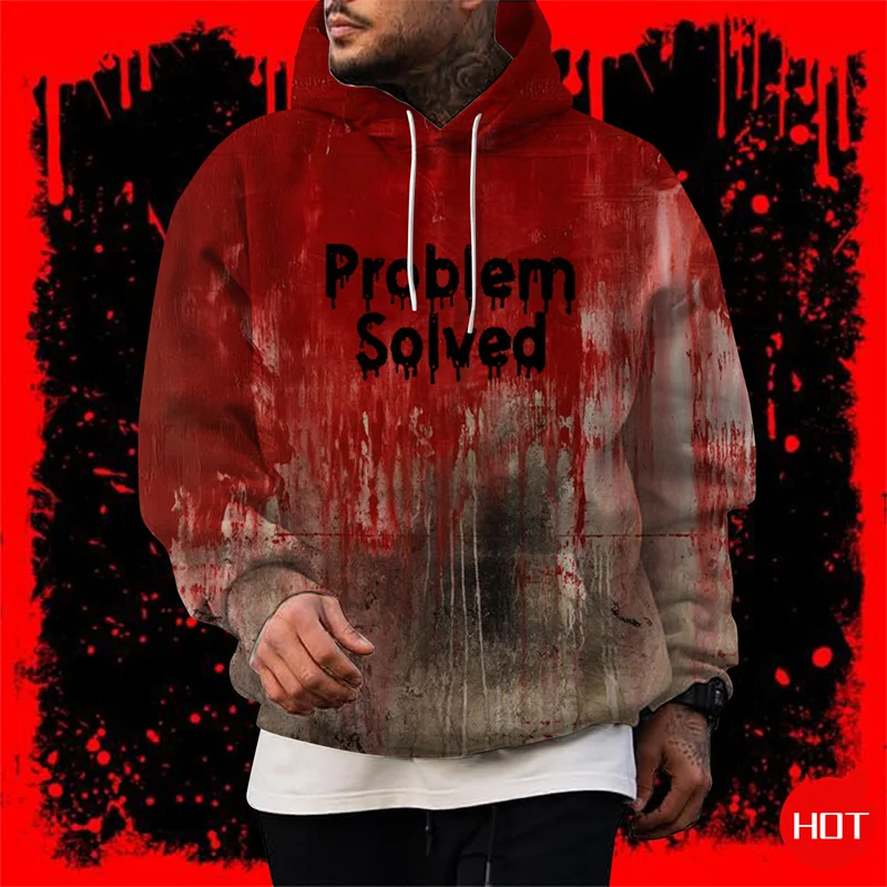 

New Scary 3D red Blood print hoodie Fashion Halloween graphic hoodie sweatshirt for kids Cool pullover men costume