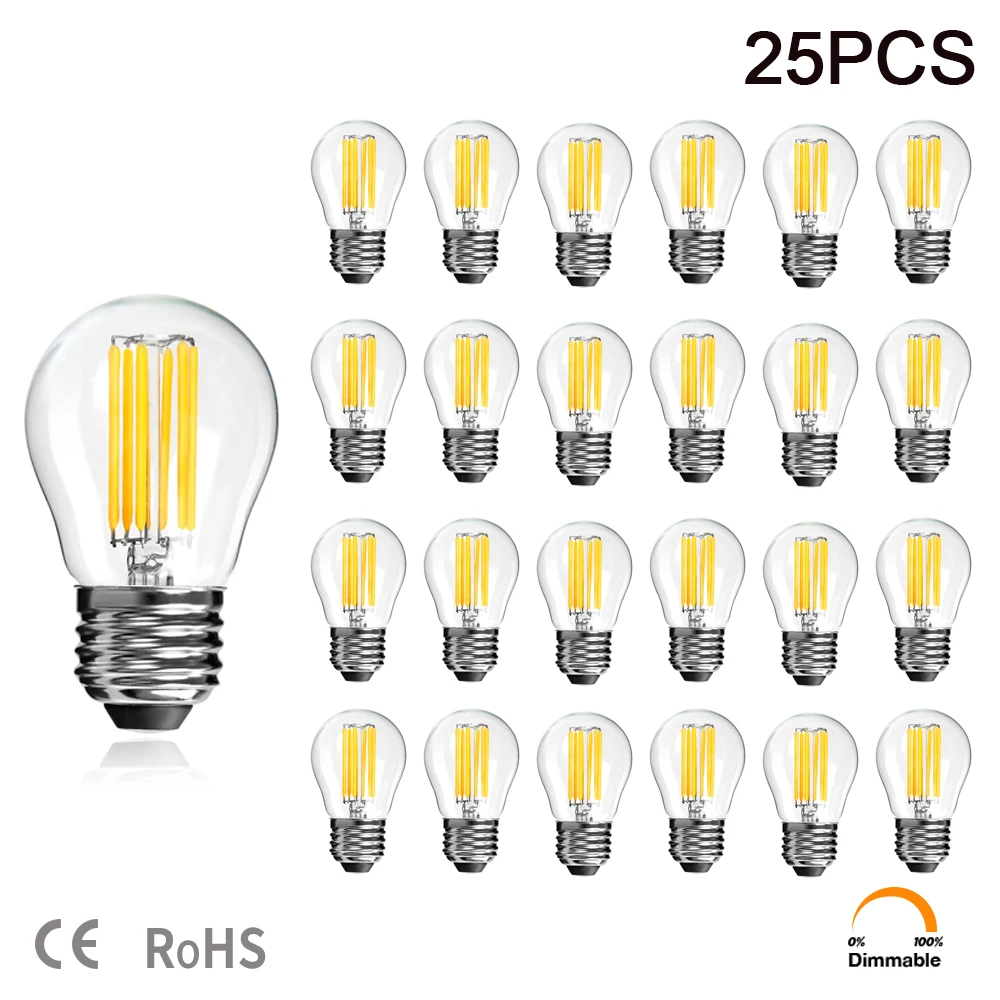 Led Filament Edison Bulb E27 G45 Mini Globe 4W 6W Dimmable Vintage Led Lamp 2700K Warm White For String Light Bulb