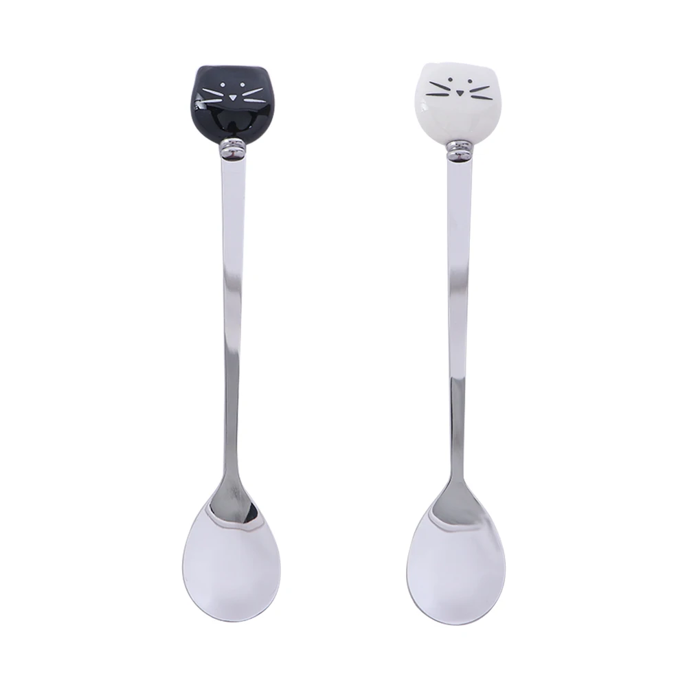 

Kitchen Ice Cream Cute Animals Stainless Steel Tableware Stirring Tool Coffee Stirrer Tea Spoons Cat Dessert Spoon