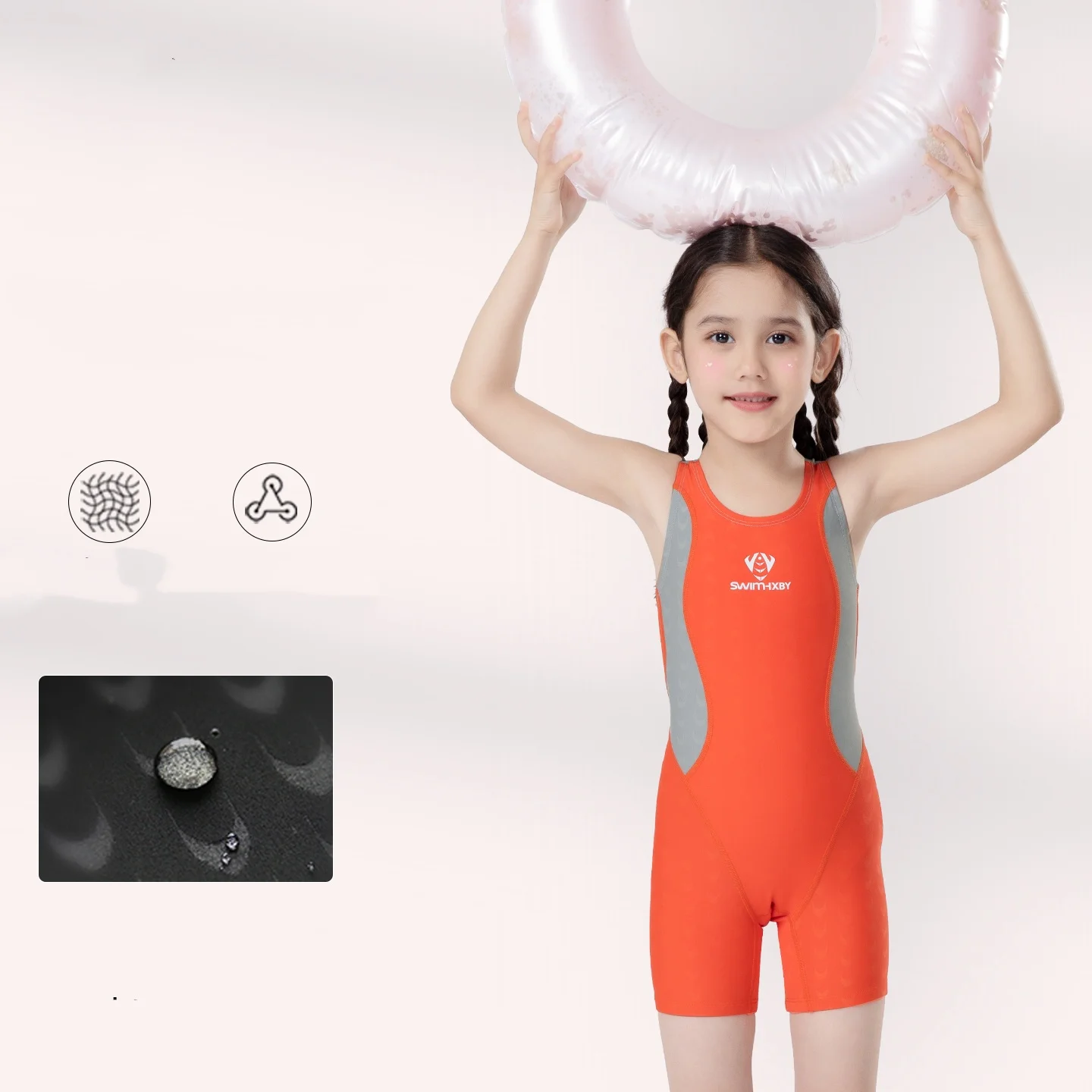 Meisje uit één stuk zonder mouw Professioneel buitenwatersport Competitief zwemkleding Knielengte sneldrogend strandzwempak