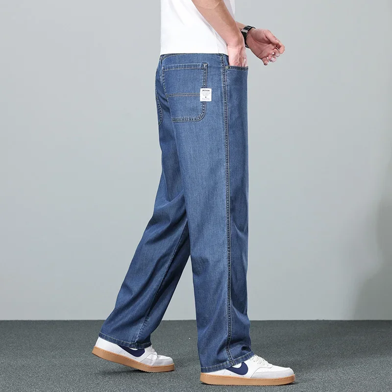 

Ultra-thin Baggy Jeans Men's 2025 New Lyocell Soft Fabric Brand Casual Straight Stretch Vintage Denim Trousers Male