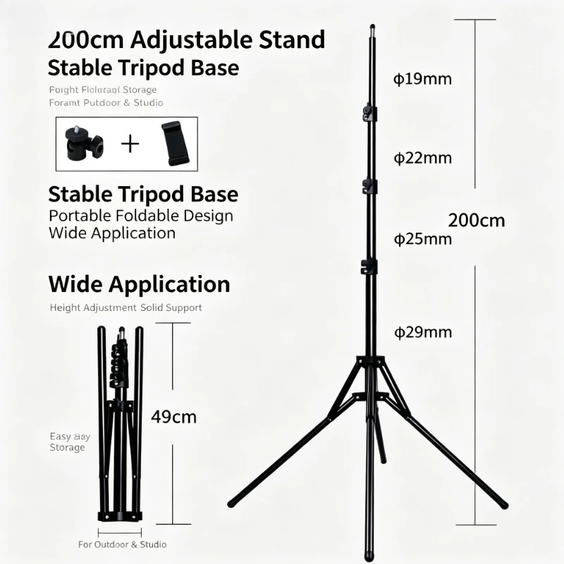 Collapsible Lightweight Tripod Photography Light Camera Flash Mount Bracket Practical Support Holder Live Broadcast Shooting