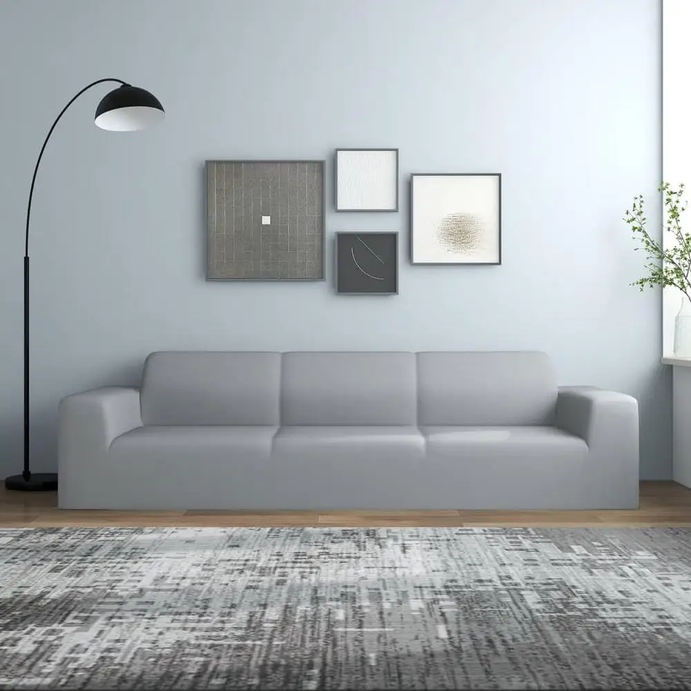 Housse de canapé 4 places, tissu jersey en polyester extensible, protection complète pour canapés de 235 à 300 cm de large, facile à nettoyer, gris