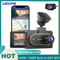 AZDOME M27 Dash Cam Dual Lens 2K 3Inch IPS Touch Screen Car DVR Night Vision WDR With GPS WiFi G-Sensor 24 Hour Motion Detection