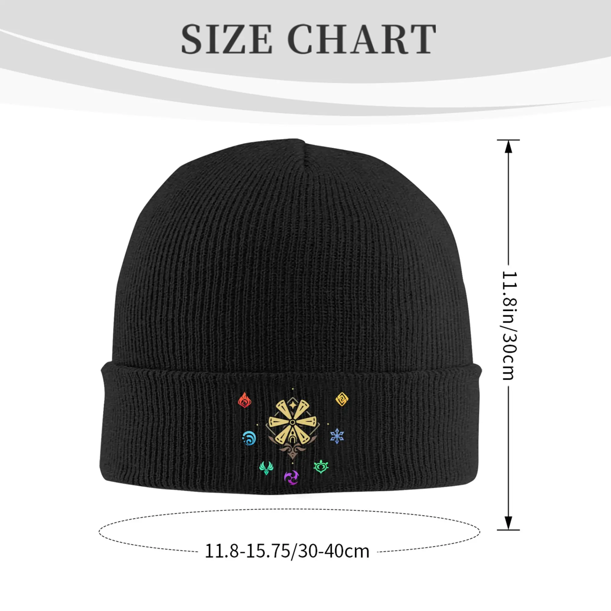 Custom Genshin Impact Elements Skullies Beanies Caps Cool Winter Warm Women Men Knit Hats Unisex Adult Anime Game Bonnet Hat