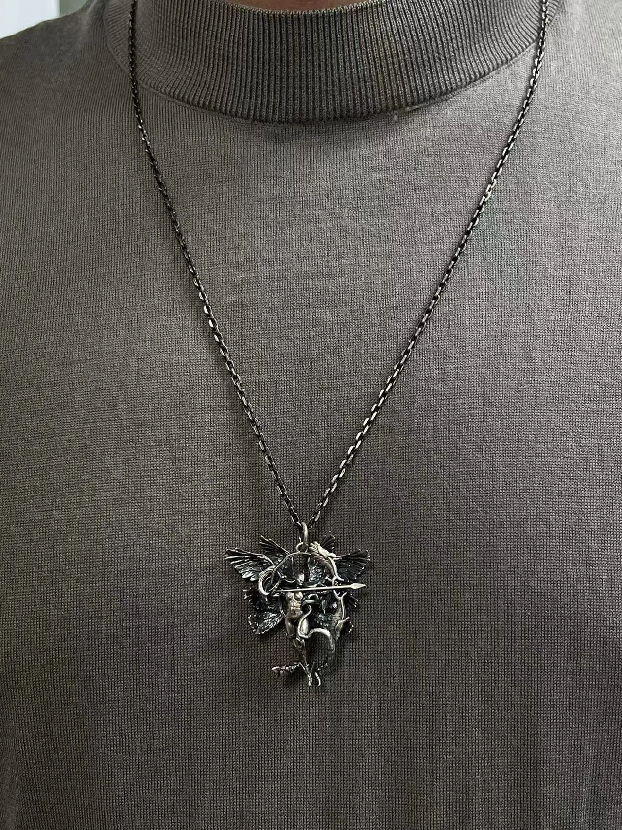 Digital Baby Heavenly Beast Pendant S925 Silver Do Old Craft Heavenly Beast Pendant Vintage Couples