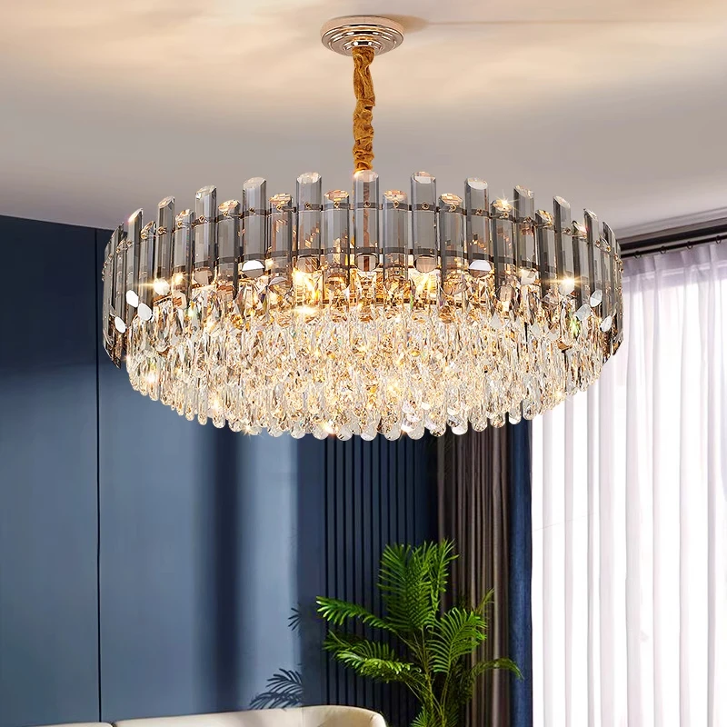 

Modern Luxury Crystal E14 Chandeliers Lustre Hall Villa Living Dining Room Pendant Light Lighting Bedroom Hanging Lamp Luminaire