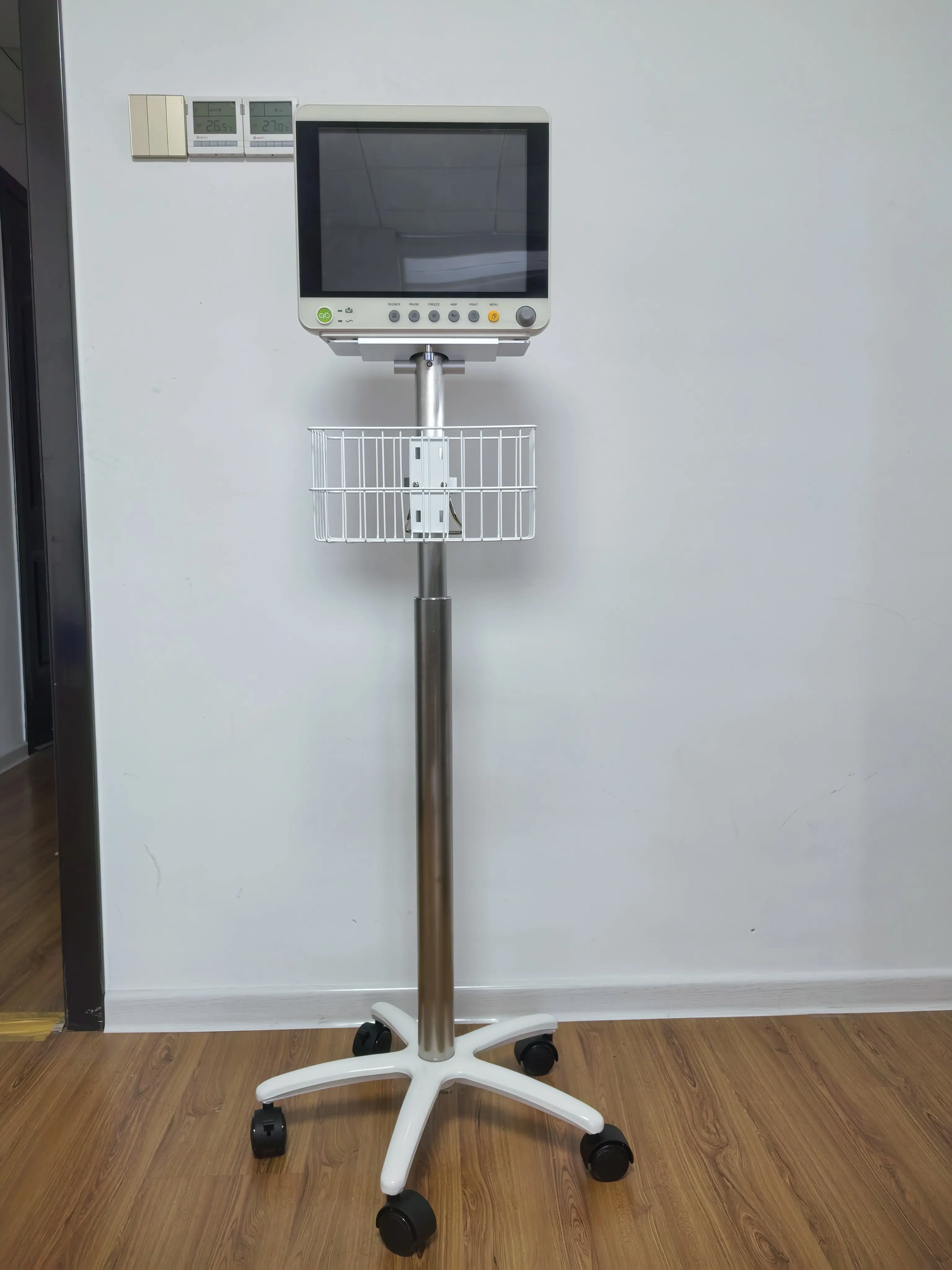 Wholesale Stainless steel Metal Mobile Stand Trolley for Vital Signs Monitor Multi Parameter Patient Monitor
