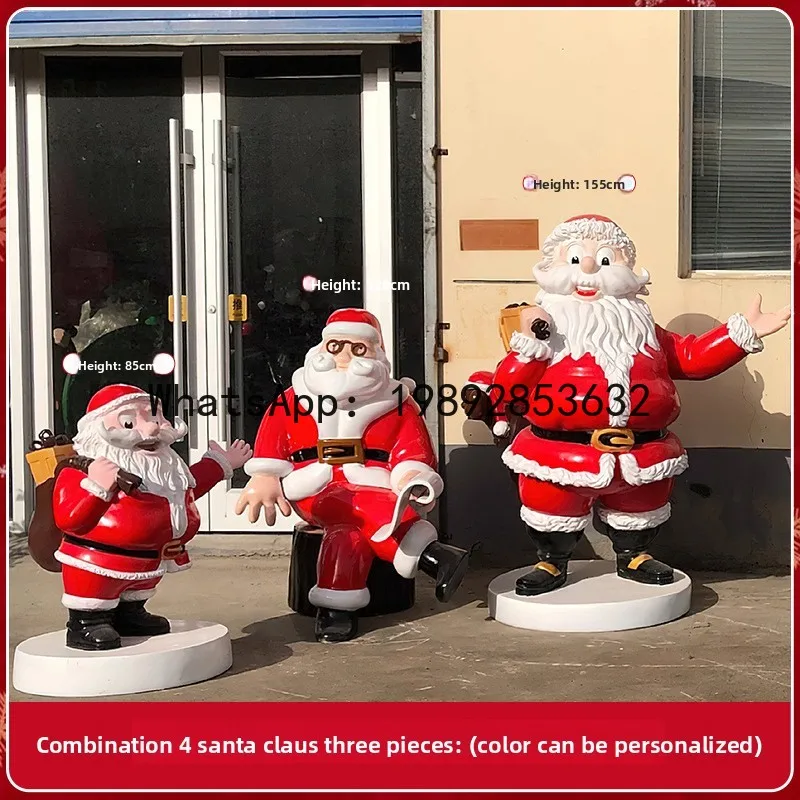 CZ Santa Claus Snowman Fiberglass Sculpture Outdoor Home Creative Fireplace Ornament Decoration