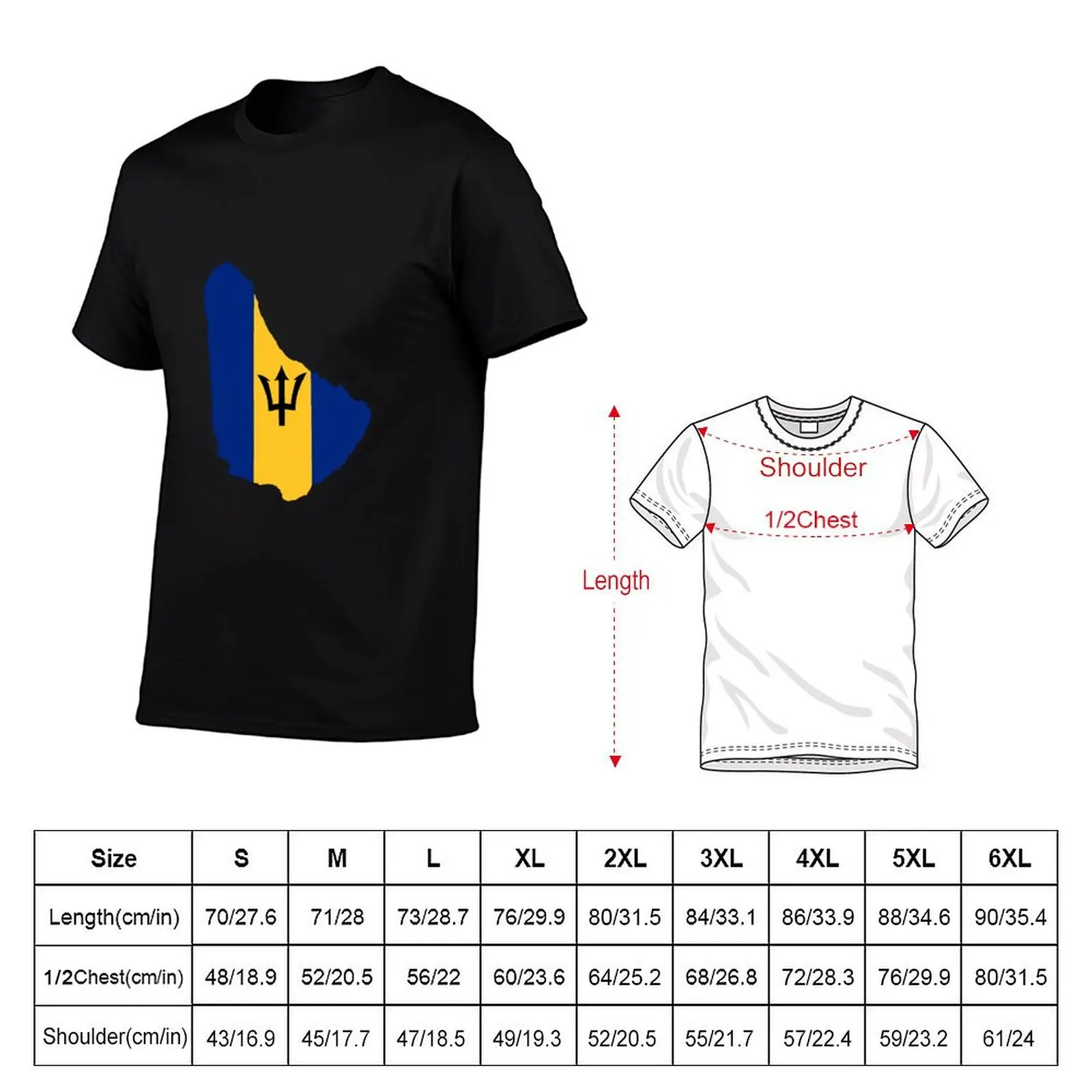 Flag Map of Barbados T-Shirt vintage for a boy summer clothes basketball graphic tees mens graphic t-shirts pack