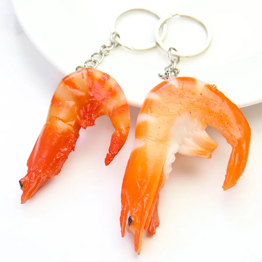 Funny Sea Food Shrimp Crab Leg Keychain Pendant Children Toy Crab Claws Keyring Decor Ornament Display Resturant Gift