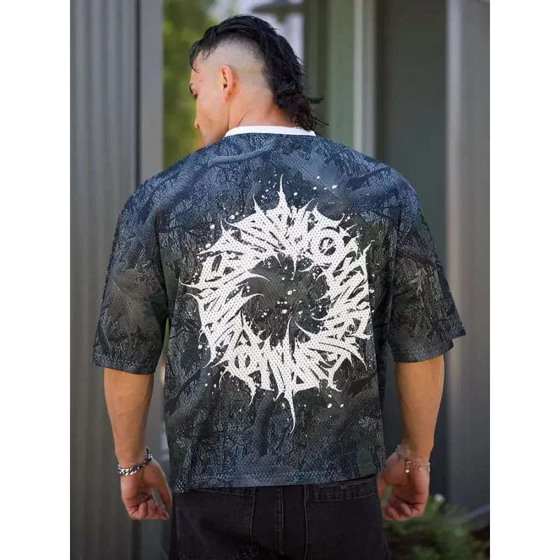 Men's summer new sports T-shirt, casual neck, fashionable, loose and comfortable sportswear, running shirt for men