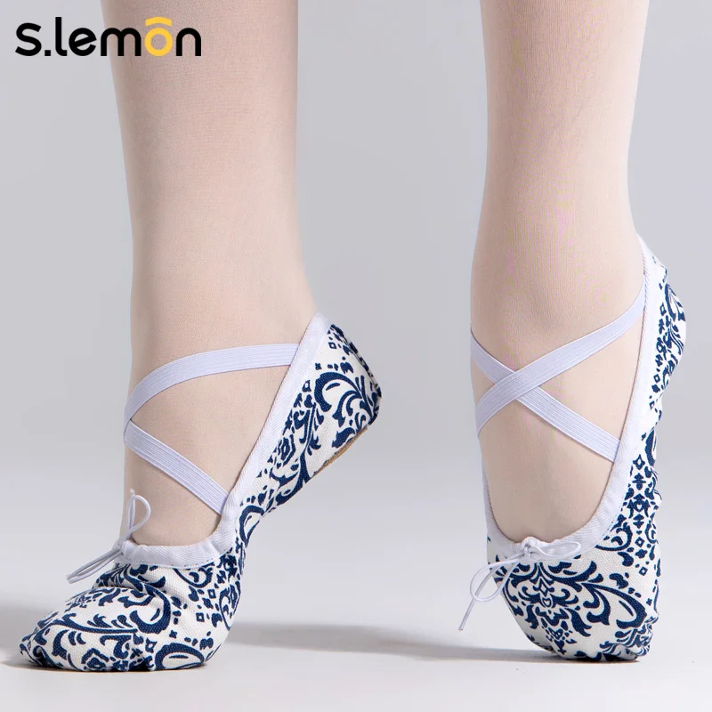 

Балетки S.lemon для девочек, парусиновые балетки, балетки для танцев, гимнастическая обувь на плоской подошве для детей и взрослых, танцевальные женские туфли