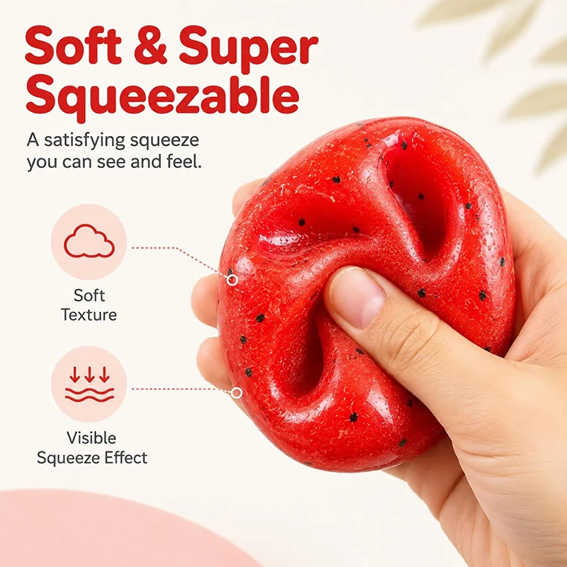 Squishy Handmade Watermelon Slush Toy Soft, Slow-Rebound Stress Relief Squeezy Toy Realistic Fruit Model Adult Gift