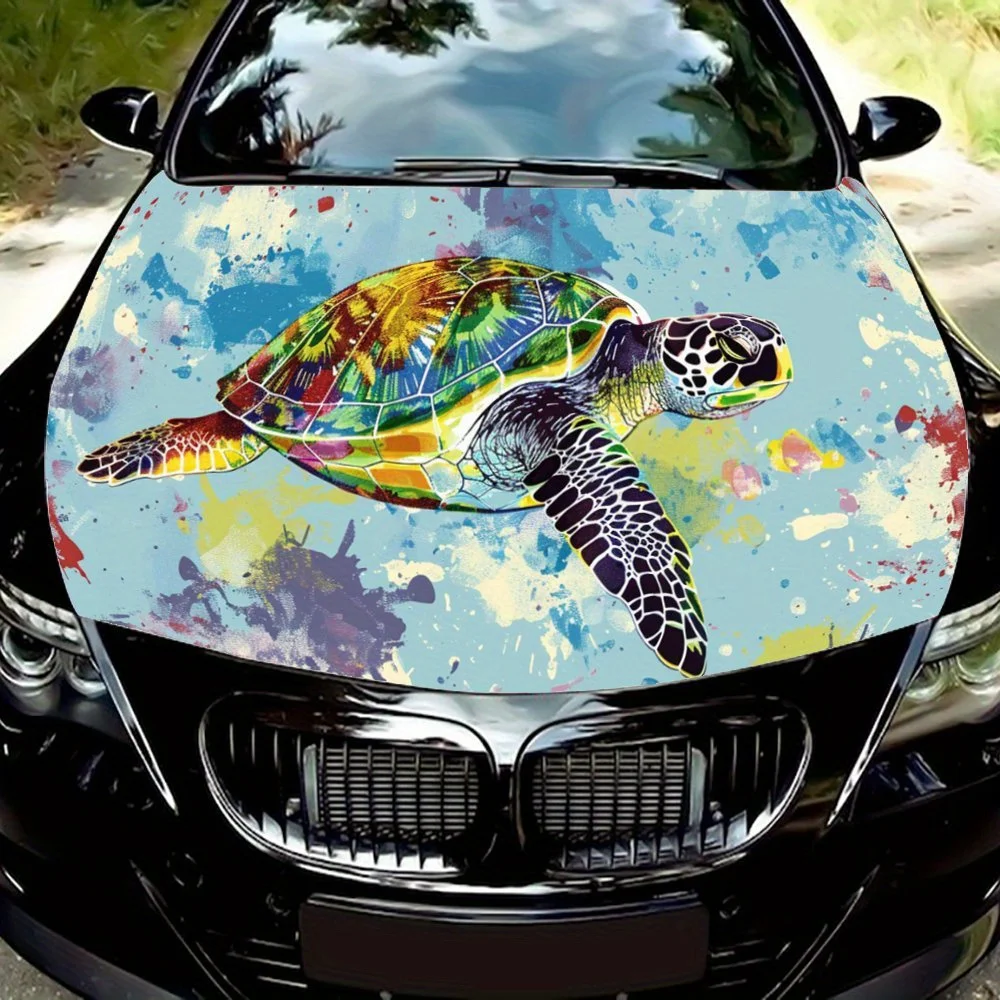

Sea Turtle, Inkblot, Ocean, Cool, Purple-blue, Colorful, Artistic, Gift;Car Hood Decal Sticker, Motorcycle and Truck Decal, Self
