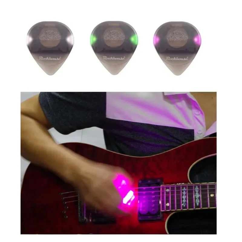 Glowing Guitar Picks Non-slip Guitar Picks Jazz Plectrum with LED Lights for Electric Acoustic Guitar Bass Folk Color Bling Pick