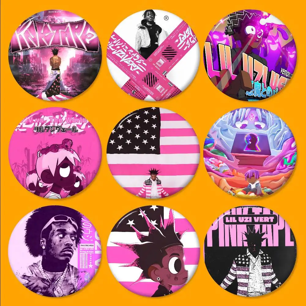 Hip Hop Rapper Lil Uzi Vert 32/44/58mm Round  Brooches Handmade Pins for Backpack Jewelry Accessories Gifts Creative Badge