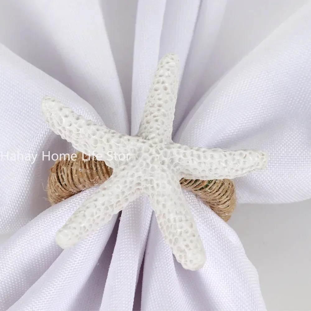 Starfish Napkin Rings White Color Ocean Coastal Nautical Summer Wedding Party Beach Table Dining Decor Napkin Holder