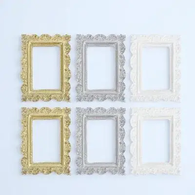 6 pçs mini molduras de fotos retro resina artesanato material estilo vintage diy caso de telefone decoração pequeno suporte de foto mini moldura