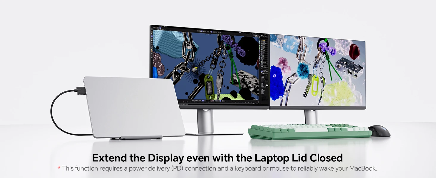 PULWTOP USB-C Dockingstation Ständer Laptop-Dock mit 2 HDMI, PD, Ethernet, USB A/C 10Gbps, Audio, SD/TF, USB 2.0 – Detail 4