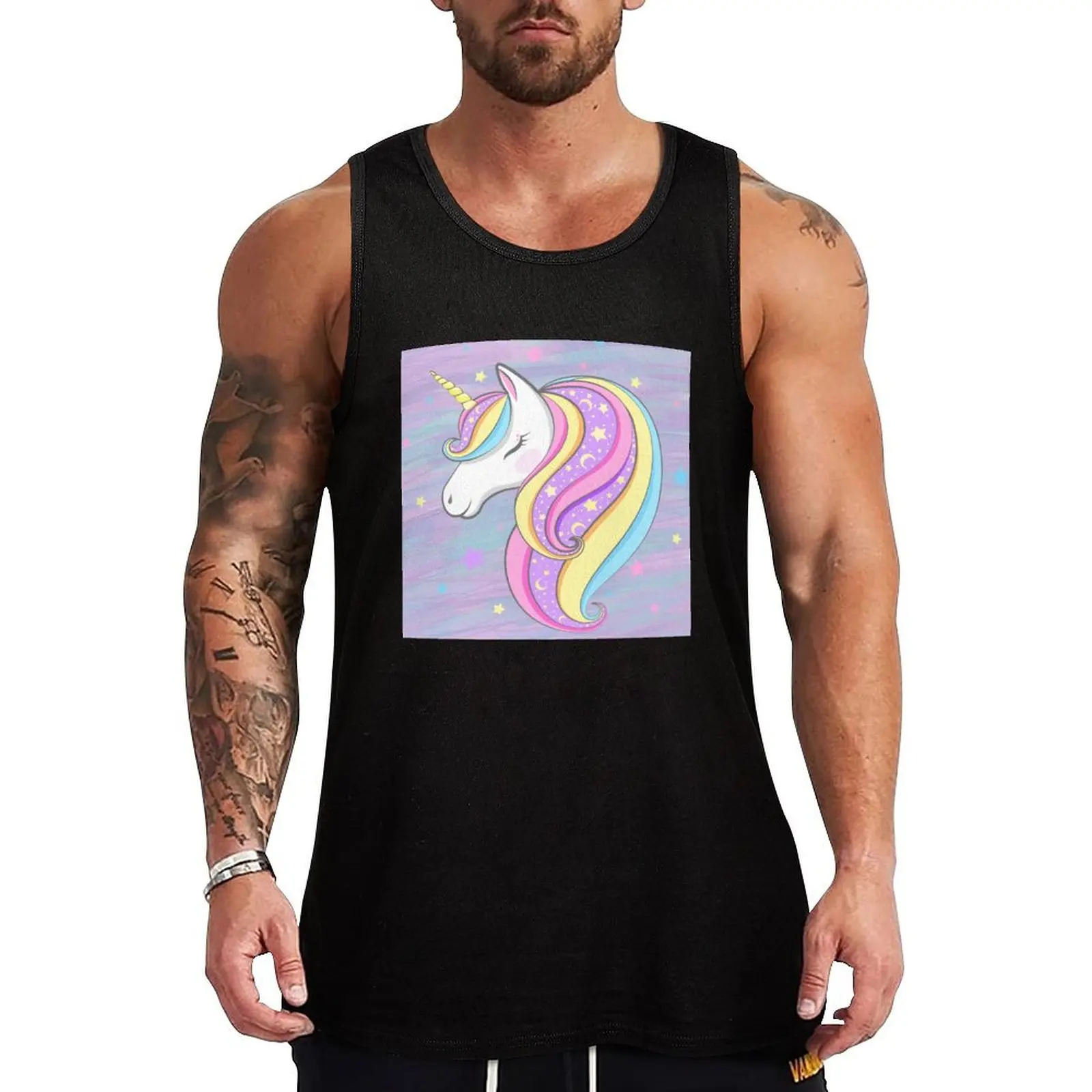 Unicorn With Stars Background Tank Top Outdoor Casual Tank Top Sleeveless Loose Summer Top
