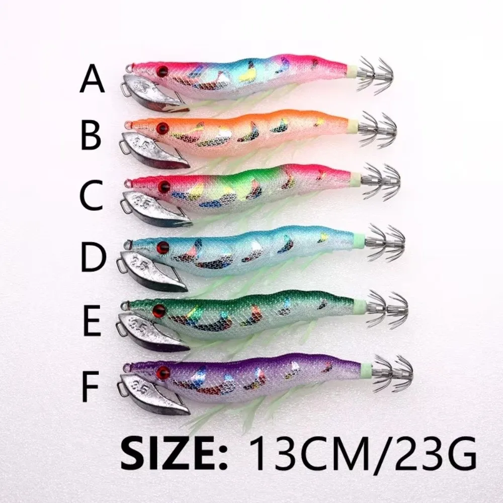 

Glow Shrimp Hook Squid Jigs UV Crowns 23g Weight Sea Fishing Lure Life-like Design Noise Sound Artificial Cuttlefish