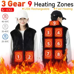 9 Areas Heated Fleece Vest Men Women Heated Winter Usb Heating Vest Self Heating Thermal Vest Heating Down Warmte Fleece Vest