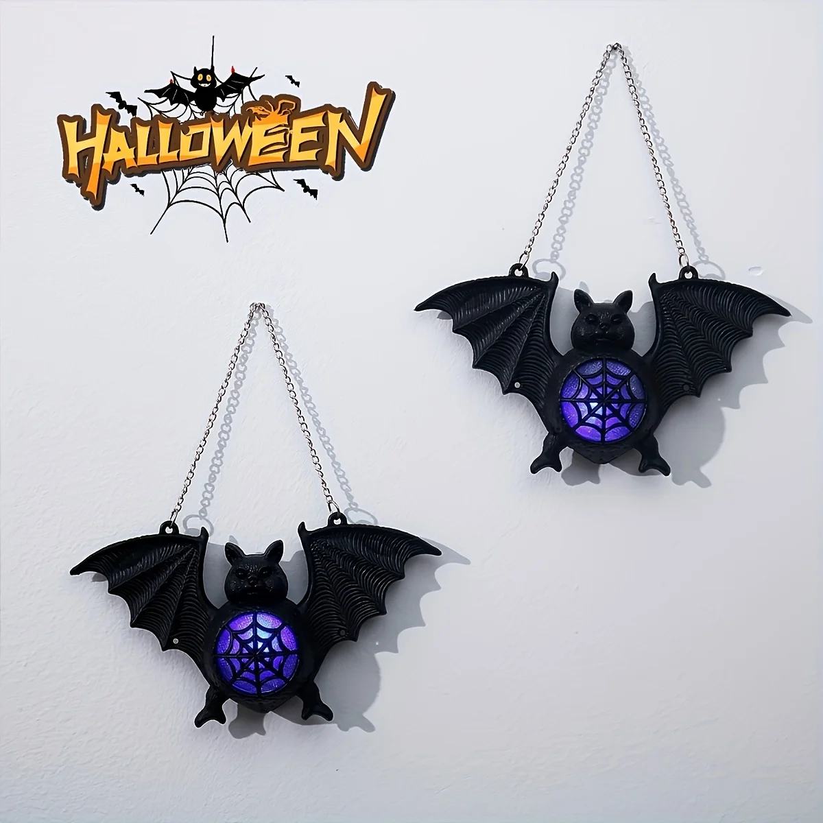 Halloween glowing bat lantern, new bat pendant decoration, Halloween decorative item, bat