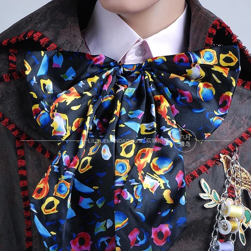 Alice Cosplay Johnny Depp as Mad Hatter Outfit Jacket Pants Tie Halloween Costume For Adult Full Suit Halloween hat shoes props