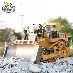 1:24 RC Bulldozer 2.4G Remote Control Car Forklift Tractor Excavator Alloy Bucket 9 Channel Engineering  Truck Vehicle Toys Boys