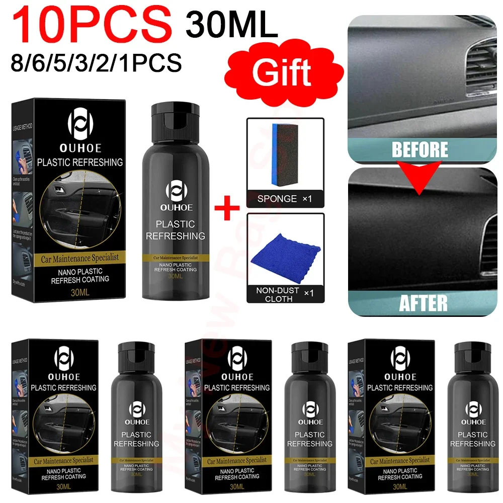 

Набор для освежающего пластикового покрытия, 1-10 шт., с губчатой щеткой и салфеткой, Φ 30/50 мл, для очистки интерьера автомобиля