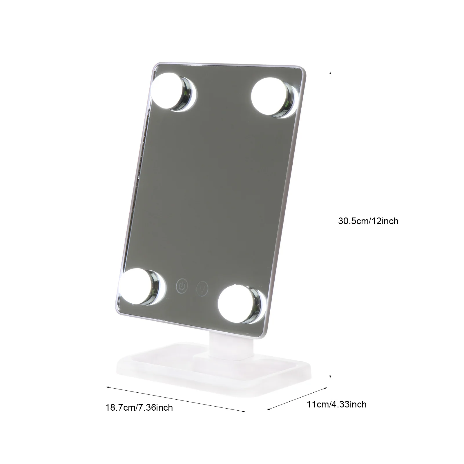 กระจกแต่งหน้าแบบตั้งโต๊ะ LED ปรับแสงได้ 3 โหมด หมุนได้ สำหรับผู้หญิง ใช้ในห้องน้ำ โต๊ะเครื่องแป้ง ปลอดภัย