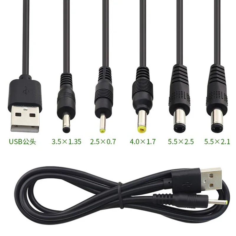 0.5M 2M 5V USB typ A męski do DC 3.5 1.35 4.0 1.7 5.5 2.1 5.5 2.5mm wtyczka męska przedłużacz przewód zasilający złącze Jack kabel
