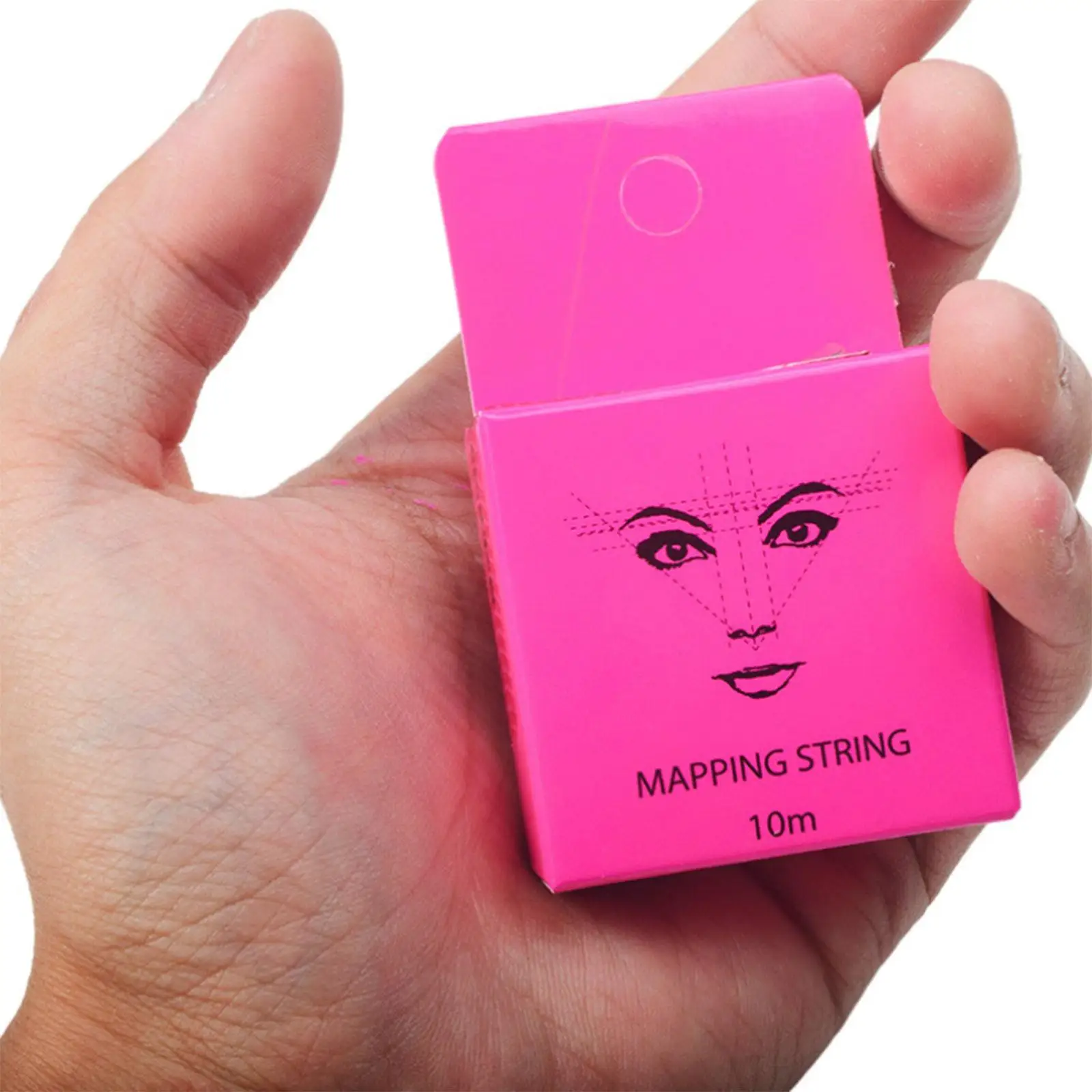 Przedpapierowany marker do brwi z nicią, różowa bawełniana nić, linijka do haftu, symetryczne narzędzie do linii do salonu