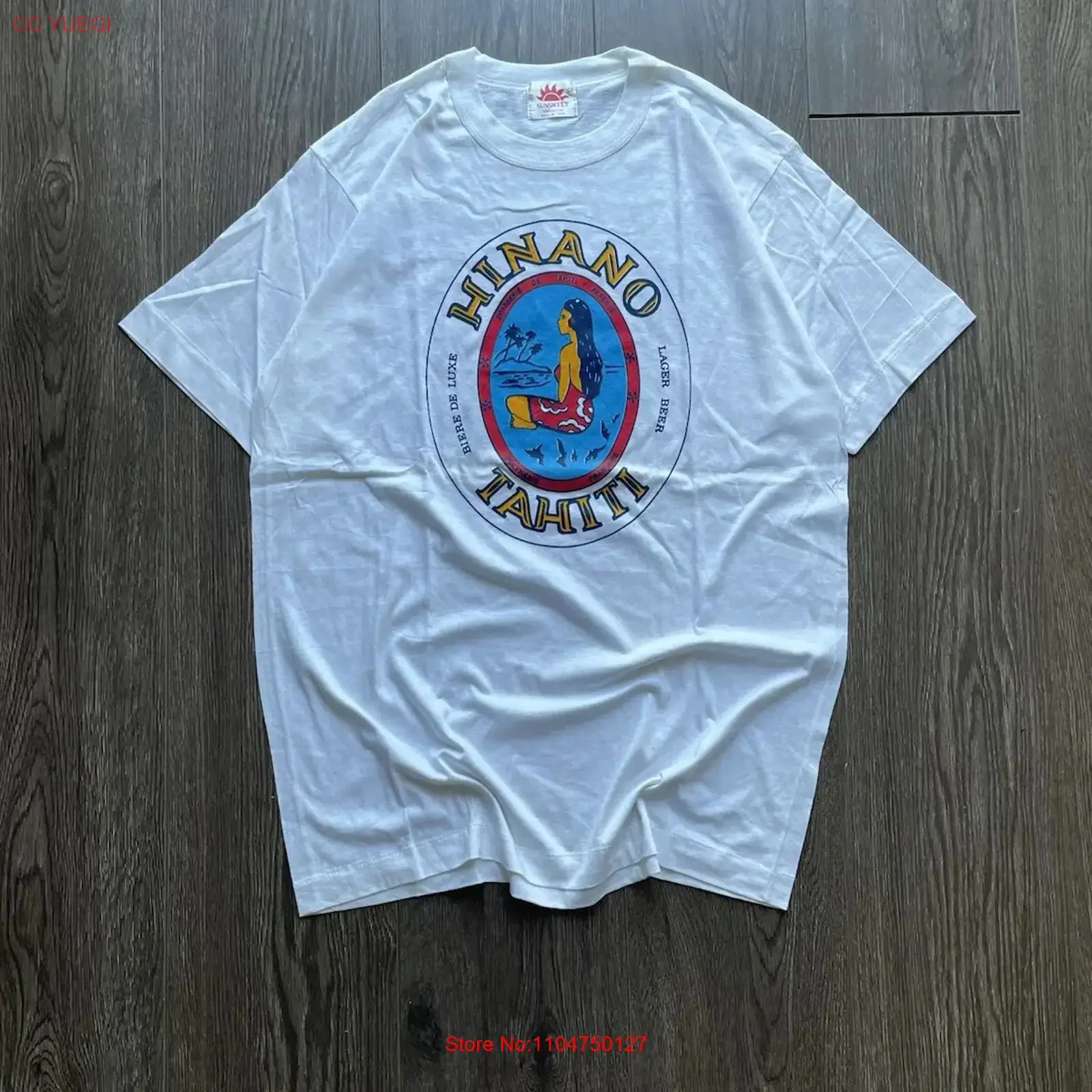 Vintage Tahiti Hinano Hawaii T Shirt Size Large White Lager Beer Surf Y2K 90s vintage Washed Slightly Breathable Casual Soft