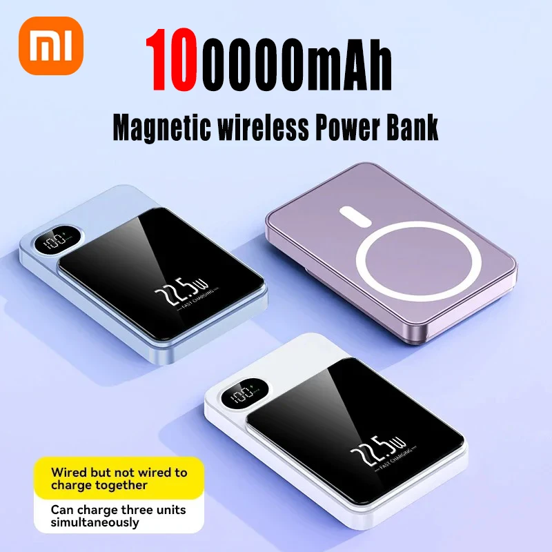 

Xiaomi 100000mAh Wireless Magnetic Power Bank 22.5W Fast Charging Portable Battery Charger For iPhone XiaoMi Samsung