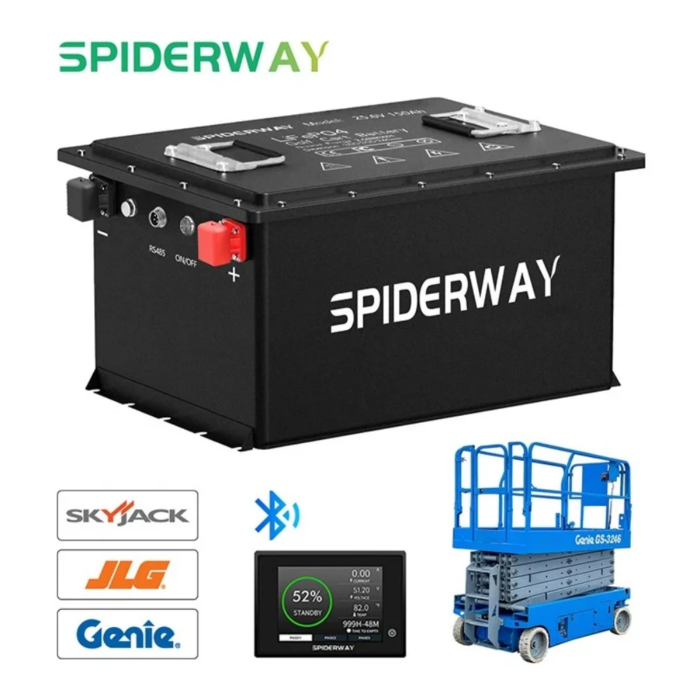 

24V(25.6V) 105Ah Lithium Battery for Genie Skyjack JLG Boom Scissor Lift with 24V 25A Smart Charge LCD Screen