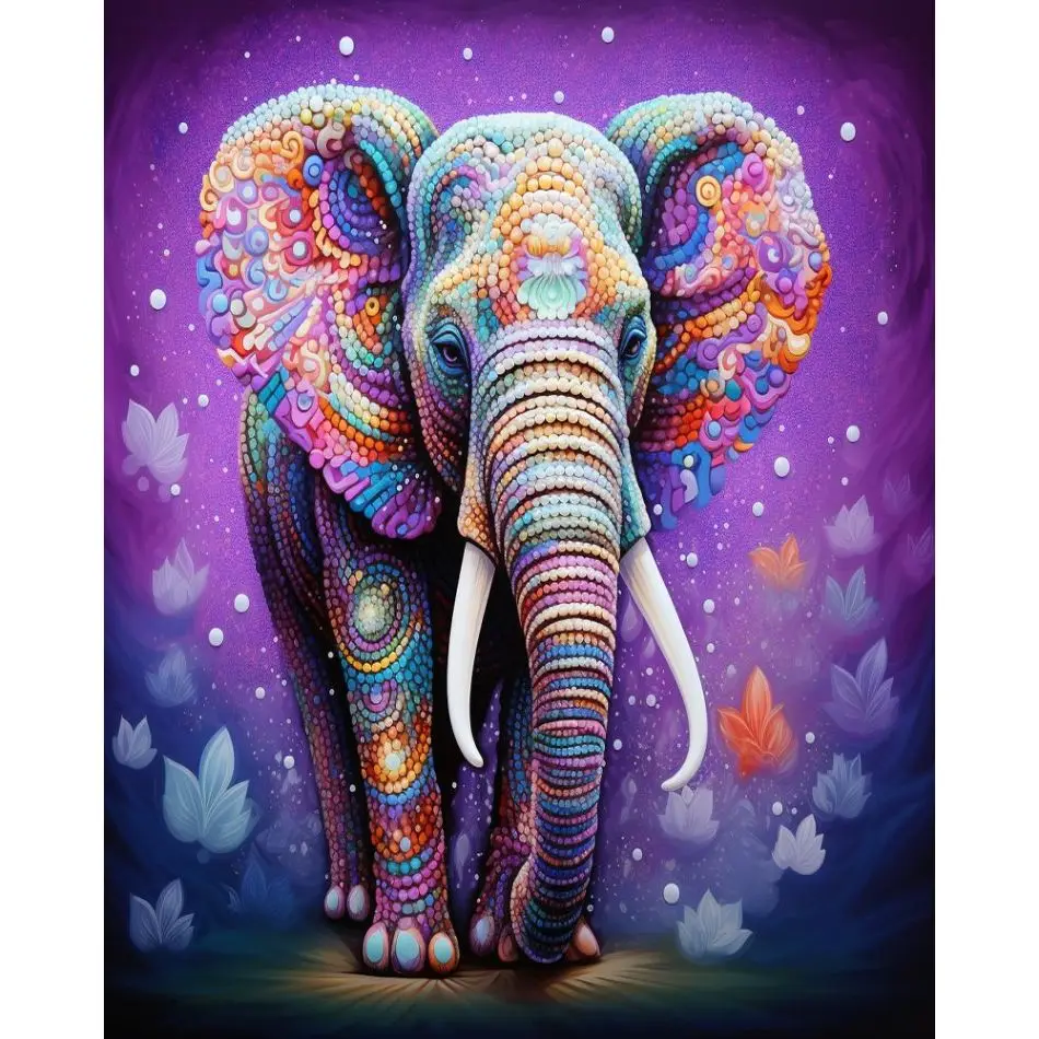 RUOPOTY Elephant Diamond Painting Kits Diy Gift Diy Idea Animal Full Round Diamond Art For Beginners Create Wall Art