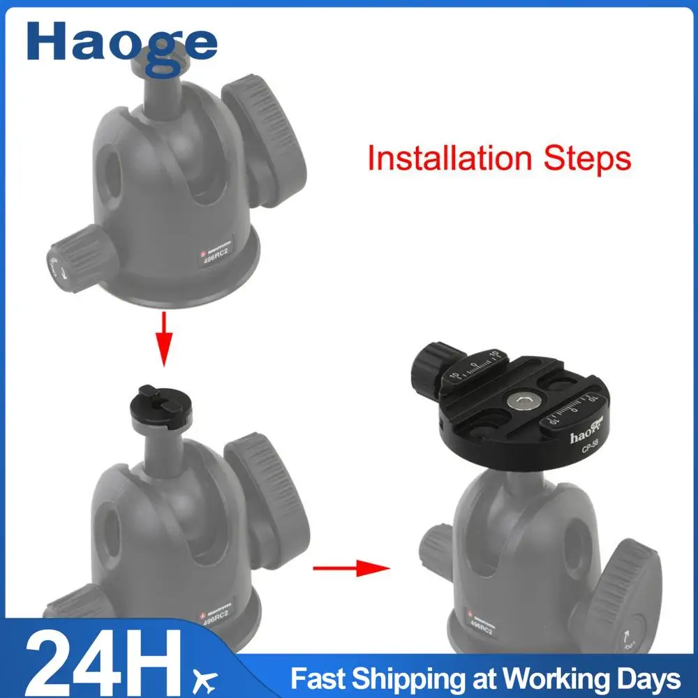 Haoge קומבו בוס מתאם עם 58mm Arca-שוויצרי-תואם מהיר שחרור קלאמפ עבור Manfrotto חצובה כדור ראש מהדק החלפה