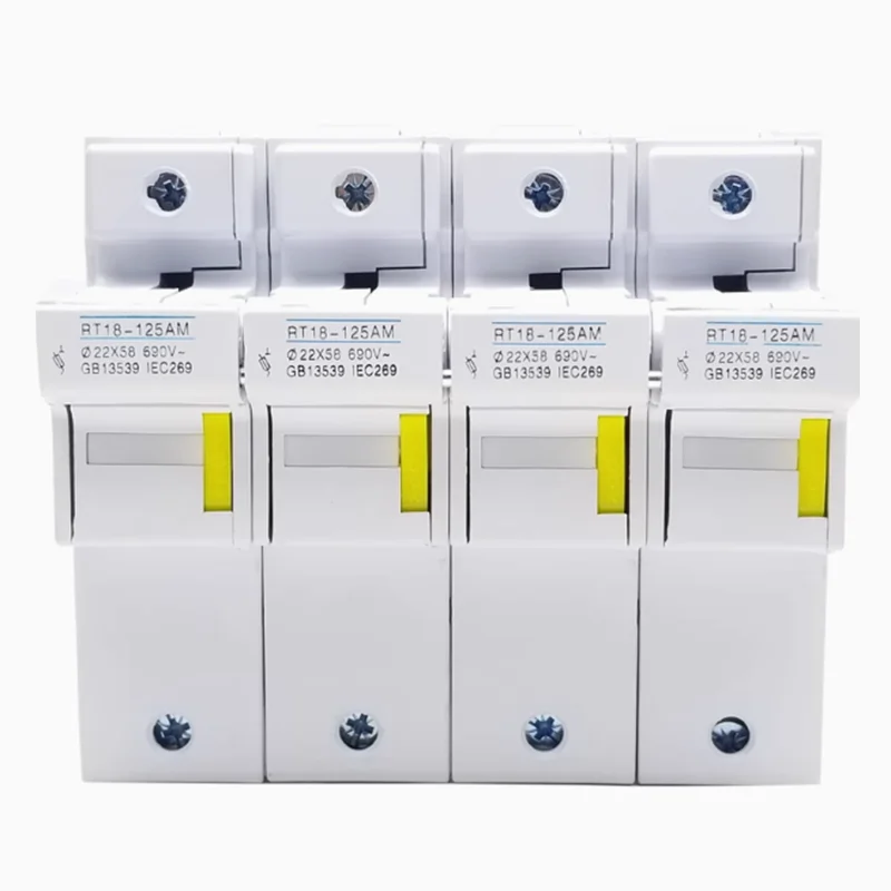 RT18-125AM 4P 125A Fuse Base R017 22x58mm RT18 RT14 Rail Installation Copper for AC 500-690V