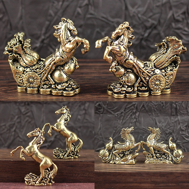 Retro Bronze Pferd Desktop Dekoration Wohnzimmer Tee Tisch Metall Handwerk Glück Figuren Wohnkultur Chinesische Sternzeichen Pferd Statue