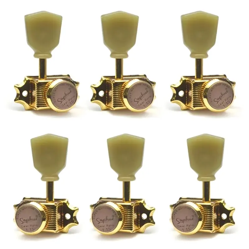 A99I-SAPHUE Replacement Guitar Machine Heads 3+ 3 Vintage Style Locking 1:15 Ratio Lock String Deluxe Tuning Key Pegs Tuners Set