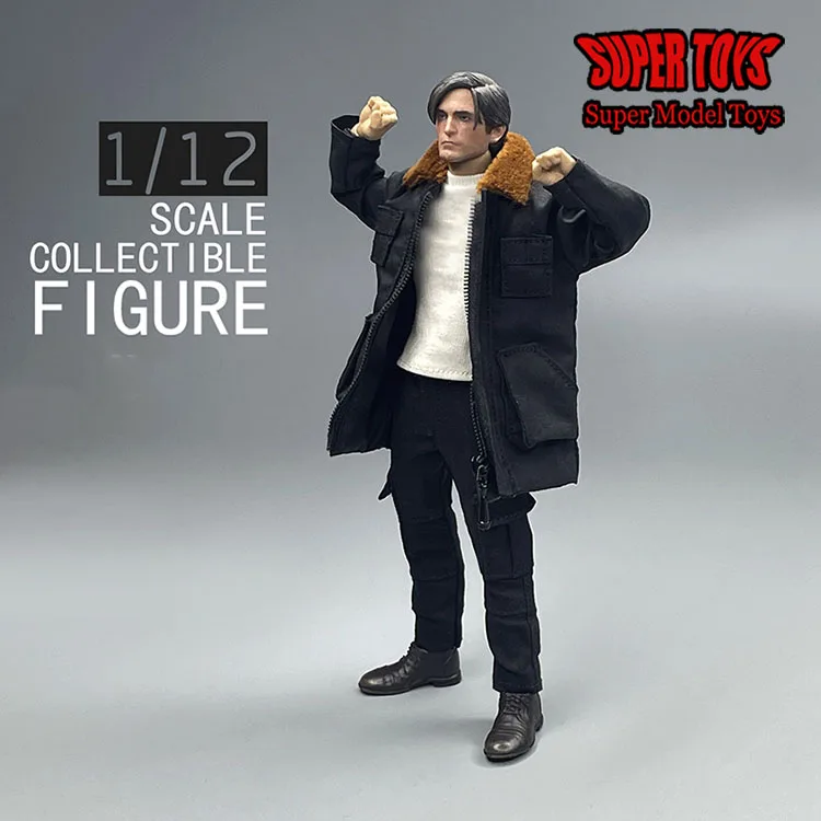 In Stock 1/12 Scale Male Soldier Fashion Winter Overcoat With Zipper And Fur Collar Accessory For 6 Inches Action Figure Body