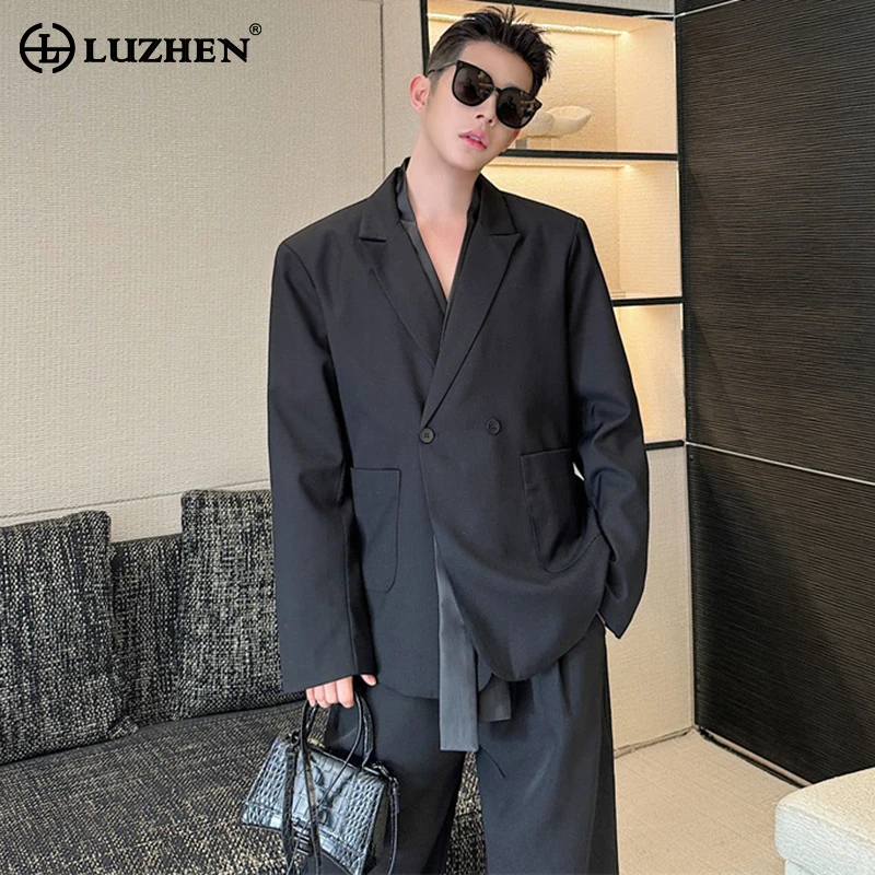 

LUZHEN Niche Designer Fashion Plain Versatile Suit Jacket Original Trendy Elegant Korean New Formal Men's Social Blazers LZ4628