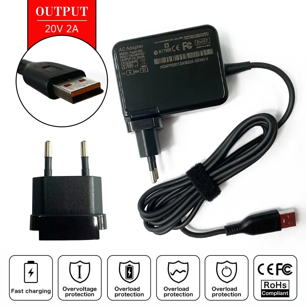 20V 2A Laptop Ac Adapter Charger For Lenovo Yoga 3 Pro 700 (Only Core i3 i5) 13-5Y70 5Y711 11-5Y10 M5-6Y54 Miix 2-11 ADL40WCF