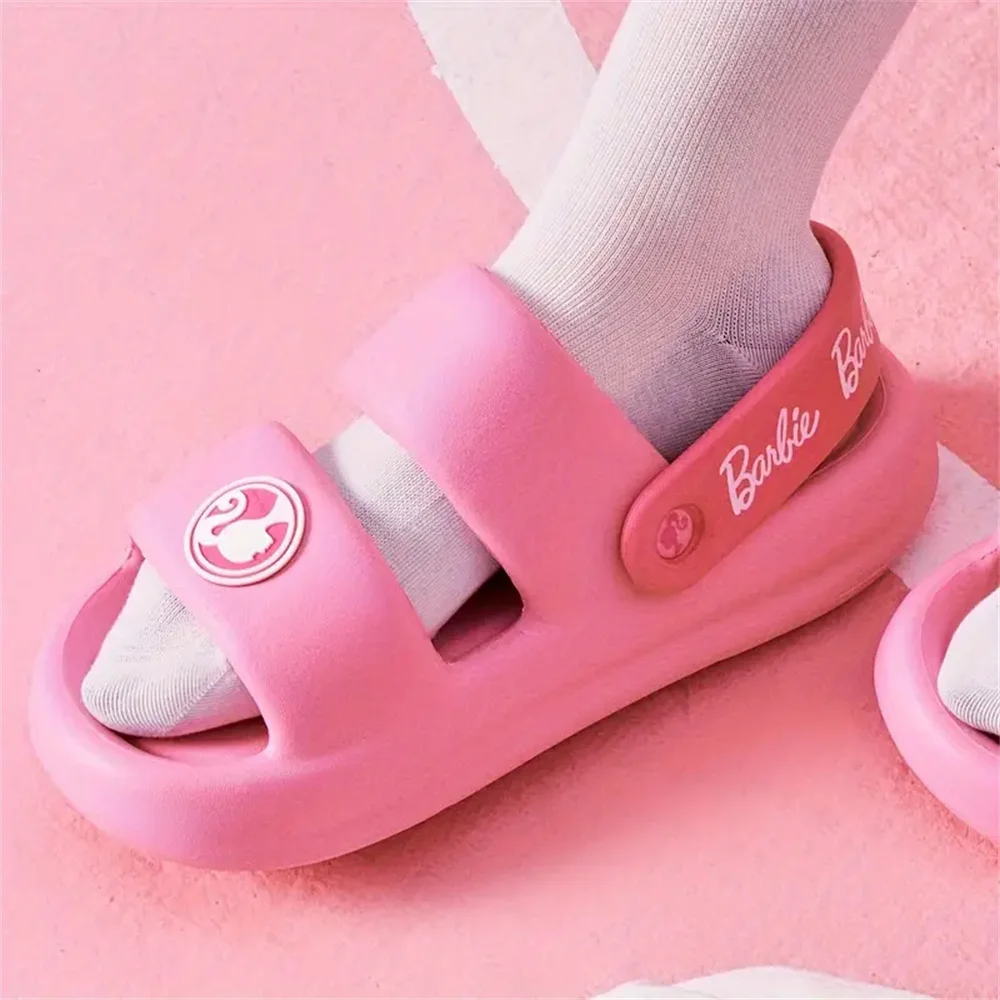 Miniso Barbie Eva Summer Women Fashion Cute Outdoor Non Slip One Shoe Two Ways To Wear It Slippers Indoor Soft Sole Sandal