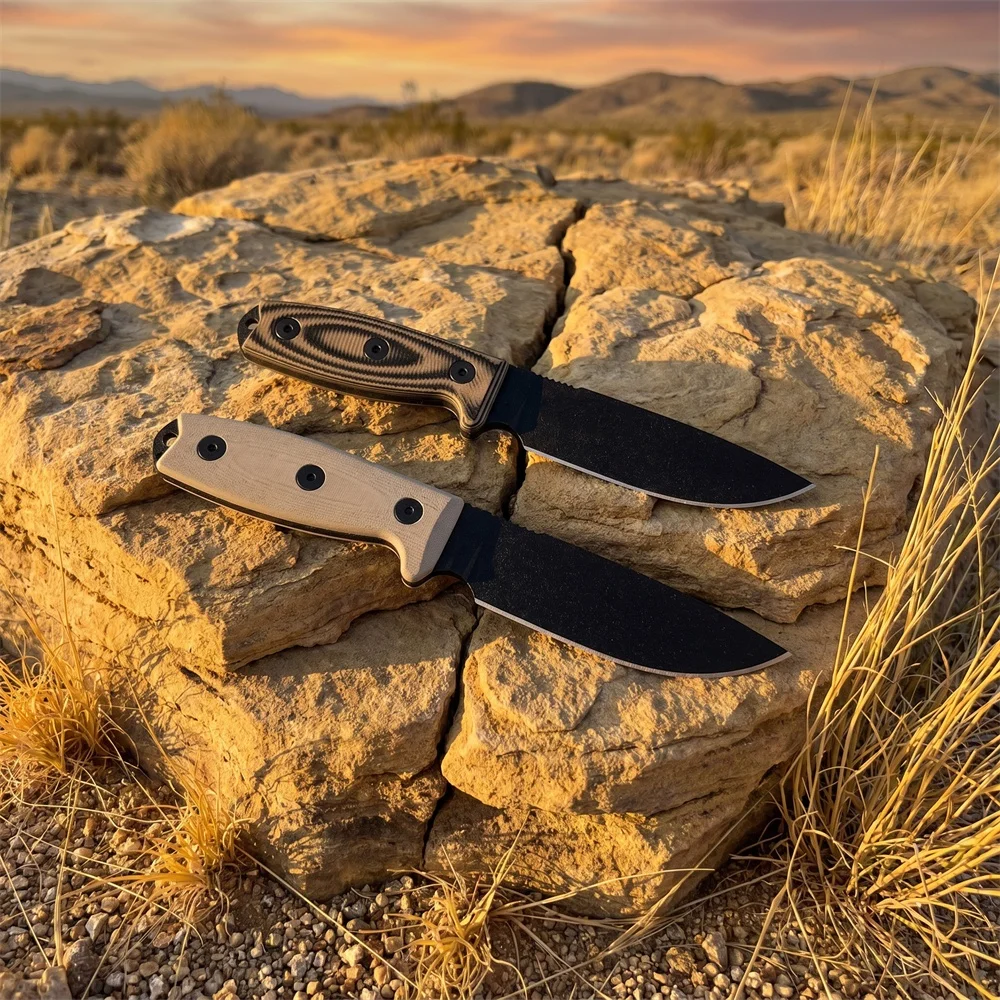Bushcraft Knife Fixed - ポケットジャングルアドベンチャー クライミングツール 高硬度D2 アウトドアストレートナイフ キャンプ釣り用ポータブル固定ナイフ カイデックスシース