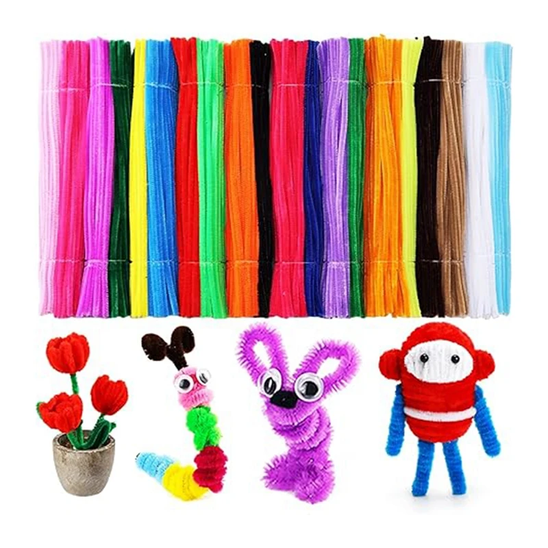 1000 Hair Root Tops Twist Sticks DIY Color Tops Twist Sticks Children's Handicraft Materials Pipe Cleaner Craft Supplies