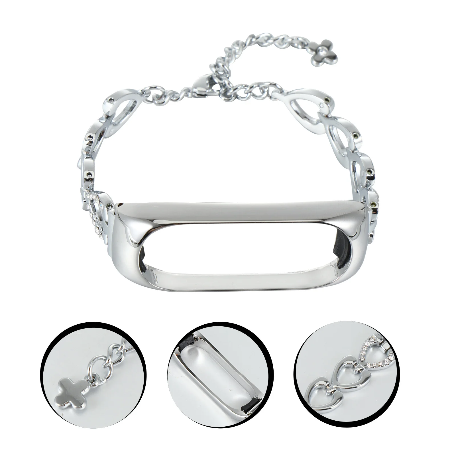 

Metal Heart Shaped Watch Band for Comfort Fit Quick Release Wristband Stylish Zinc Alloy Band for Smartwatch